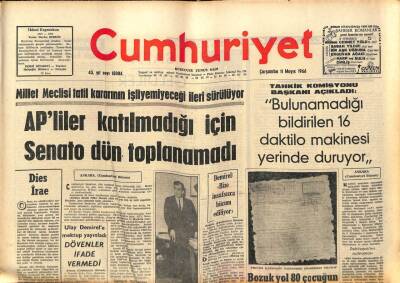 Cumhuriyet Gazetesi 11 Mayıs 1966 - New York Borsasında Büyük Çalkantı - Kuduz Korkusu Samatyaya Dehşet Saldı GZ98066 - 1