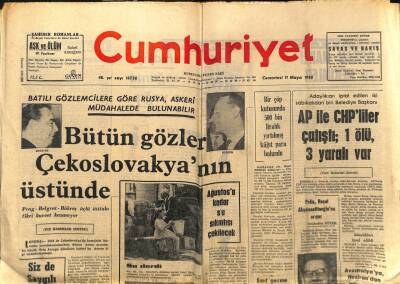 Cumhuriyet Gazetesi - 11 Mayıs 1968 - Bütün Gözler Çekoslavakyanın Üstünde GZ99480 - 1