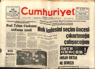 Cumhuriyet Gazetesi 11 Mayıs 1969 - Savcıların Geçici Yetki İle Başka Göreve Tayini Anayasa`ya Aykırı Bulundu GZ88133 - 1