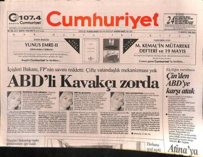 Cumhuriyet Gazetesi 11 Mayıs 1999 - İçişleri Bakanı , FPnin Savını Reddetti Çifte Vatandaşlık Mekanizması Yok GZ92156 - 1