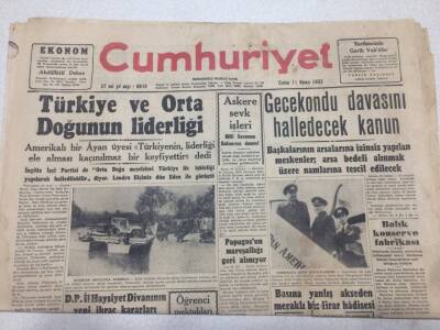 Cumhuriyet Gazetesi 11 Nisan 1952 - Türkiye İle Ortadoğu Liderliği GZ52801 - 1