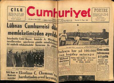 Cumhuriyet Gazetesi 11 Nisan 1955 - Ekselans C.Chamounun Beyanatı GZ78088 - 1