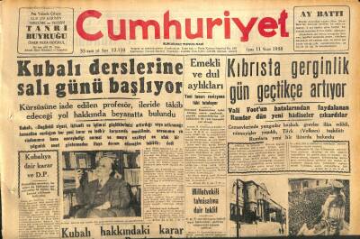 Cumhuriyet Gazetesi 11 Nisan 1958 - Kıbrısta Gerginlik Gün Geçtikçe Artıyor - İstanbulun Et Problemi Nasıl Halledilebilir ? GZ120506 - 1