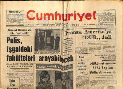 Cumhuriyet Gazetesi - 11 Nisan 1969 - Fransa Amerikaya Dur Dedi GZ99468 - 1