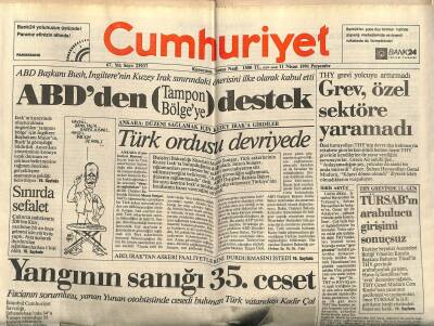 Cumhuriyet Gazetesi 11 Nisan 1991 - Ahmet Özal-Kahveci Mahkemelik Olmuştu - Troya İçin Dışişleri Devrede GZ121850 - 1