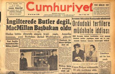 Cumhuriyet Gazetesi 11 Ocak 1957 - İngilterede Butler Değil , MacMillan Başkan Oldu GZ120242 - 1