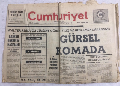 Cumhuriyet Gazetesi 11 Şubat 1966 - Cemal Gürsel Komada - GZ19216 - 1