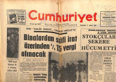 Cumhuriyet Gazetesi 11 Şubat 1967 - Stokçular Şekere Hücum Etti GZ103164 - 1