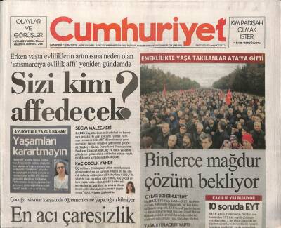 Cumhuriyet Gazetesi 11 Şubat 2019 - Yeni AKMnin Temelini Atan Erdoğan, Yine Direnişini Hedef Aldı - Hazırgiyimci Kurdan Şikayetçi GZ95268 - 1