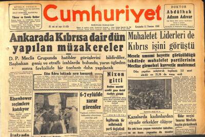 Cumhuriyet Gazetesi 11 Temmuz 1956 - Hrutçef Bir Ziyafette Kavga Çıkardı - Eisenhower Seçimlere Katılıyor GZ119834 - 1