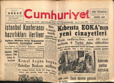 Cumhuriyet Gazetesi 11 Temmuz 1958 - Açıkhava Tiyatrosunda Zeki Müren - Tito İle Nasır Bir Tebliğ Neşrettiler GZ98004 - 1