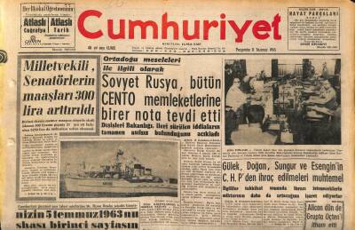 Cumhuriyet Gazetesi 11 Temmuz 1963 - Mamakta Sanıklar Birbirine Sual Sordu - Sovyet Rusya , Bütün CENTO Memleketlerine Birer Nota Tevdi Etti GZ120700 - 1