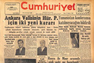 Cumhuriyet Gazetesi 12 Ağustos 1956 - Libya Başvekili Dün Uçakla Kahireye Gitti - Rusya İle Mısır Arasında Gizli Pakt Mı Hazırlandı ? GZ119842 - 1