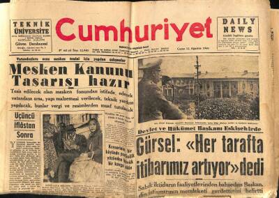 Cumhuriyet Gazetesi 12 Ağustos 1960 - Mesken Kanunu Tasarısı Hazır GZ70172 - 2