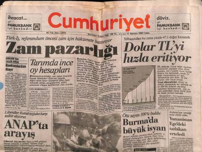 Cumhuriyet Gazetesi 12 Ağustos 1988 - Tarihi Eser Kaçakçılığına 7 Önlem GZ65100 - 2