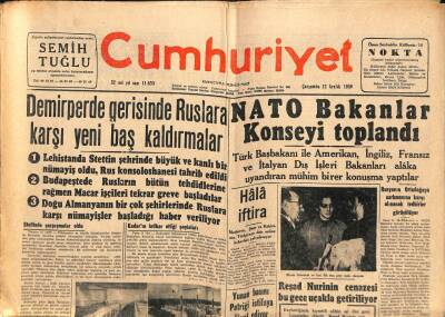Cumhuriyet Gazetesi 12 Aralık 1956 - Reşad Nuri Güntekinin Cenazesi Bu Gece Uçakla Getiriliyor GZ85218 - 1