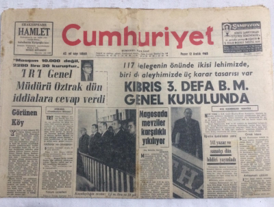 Cumhuriyet Gazetesi 12 Aralık 1965 - Kıbrıs 3.Defa BM Genel Kurulunda - GZ19235 - 1