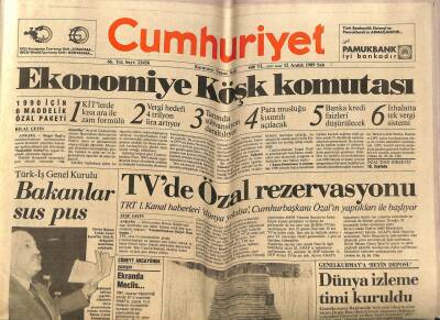 Cumhuriyet Gazetesi 12 Aralık 1989 - Dünya İzleme Timi Kuruldu GZ62289 - 2