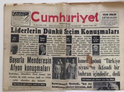 Cumhuriyet Gazetesi 12 Ekim 1957- İsmet İnönüTürkiye Siyasi Ve İktisadi Bir Buğran İçindedir Dedi GZ6101 - 1