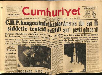 Cumhuriyet Gazetesi 12 Ekim 1958 - Amerika Aya İlk Suni Peyki Gönderdi GZ75996 - 1