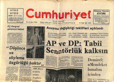 Cumhuriyet Gazetesi 12 Eylül 1972 - Brükselde Bir İsrailli Diplomat Vuruldu - Türkiye , Avrupada Sürekli Barış İstiyor GZ96940 - 1