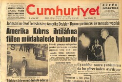 Cumhuriyet Gazetesi 12 Haziran 1964 - Amerika Kıbrıs İhtilâfına Fiilen Müdahalede Bulundu GZ160370 - Gökçekoleksiyon