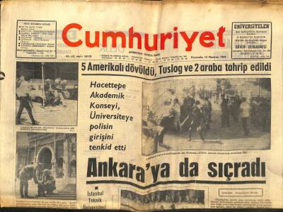 Cumhuriyet Gazetesi - 12 Haziran 1969 - 5 Amerikalı Dövüldü,Tuslog Ve İki Araba Tahrip Edildi GZ99395 - 1