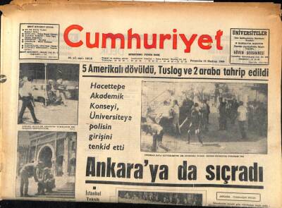Cumhuriyet Gazetesi 12 Haziran 1969 - Hacettepe Akademik Konseyi , Üniversiteye Polisin Girişini Tenkid Etti GZ85915 - 1