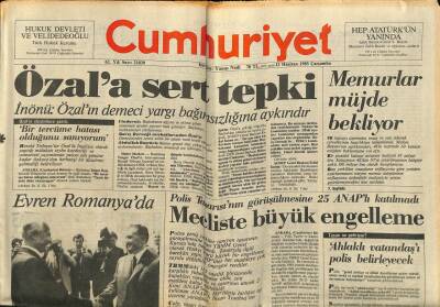 Cumhuriyet Gazetesi 12 Haziran 1985 - Evren Romanyada GZ62209 - 1