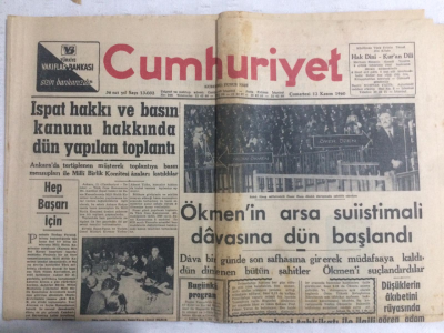 Cumhuriyet Gazetesi 12 Kasım 1960 - İspat Hakkı Ve Basın Kanunu Hakkında Dün Yapılan Toplantı - GZ19078 - 1
