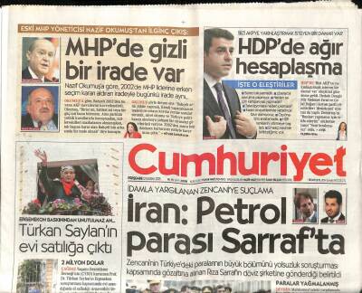 Cumhuriyet Gazetesi 12 Kasım 2015 - Suriyeye Operasyon İçin TSKde Hazırlık Yok - İran Petrol Parası Sarrafta GZ94483 - 1