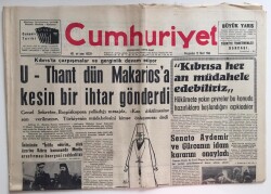 Cumhuriyet Gazetesi 12 Mart 1964- Kıbrısa Her An Müdahale Edebiliriz GZ6404 - 1