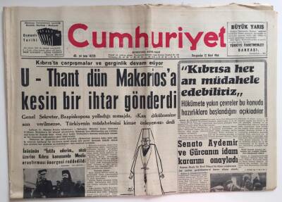 Cumhuriyet Gazetesi 12 Mart 1964- Kıbrısa Her An Müdahale Edebiliriz GZ6404 - 1