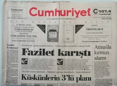 Cumhuriyet Gazetesi 12 Mart 1999 Kosovada Savaş Ve Barış Çizgisi - GZ44887 - 1