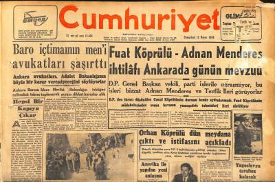 Cumhuriyet Gazetesi 12 Mayıs 1956 - Ankarada Nikah Kıyma Rekoru Kırıldı - Orhan Köprülü Dün Meydana Çıktı Ve İstifasını Açıkladı GZ119786 - 1