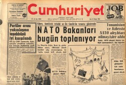 Cumhuriyet Gazetesi 12 Mayıs 1964 - NATO Bakanları Bugün Toplanıyor - M.T.T.B. Başkanının Johnson'a Telgrafı GZ160399 - Gökçekoleksiyon