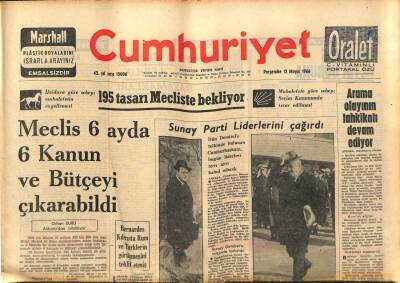 Cumhuriyet Gazetesi 12 Mayıs 1966 - Bayarın Cezası İnfaz Edilemedi - Dr. Satır Mide Kanaması Geçirdi GZ98067 - 1