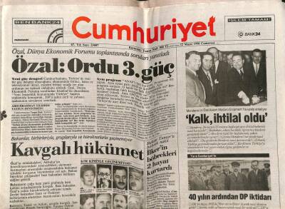 Cumhuriyet Gazetesi 12 Mayıs 1990 - Turgut ÖzalOrdu 3. Güç GZ61199 - 2