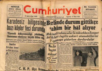 Cumhuriyet Gazetesi 12 Nisan 1948 - Karadeniz Bölgesinde Bazı Köyler Feci Durumda GZ69717 - 1