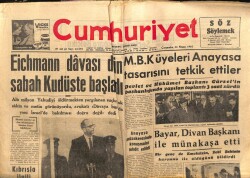 Cumhuriyet Gazetesi 12 Nisan 1961 - Eichmann Davası Kudüste Başladı GZ103124 - 1