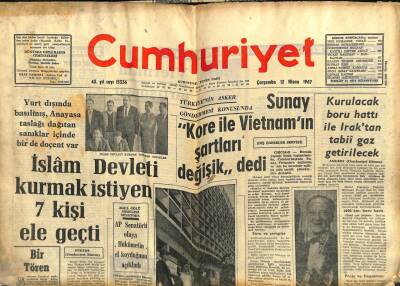 Cumhuriyet Gazetesi 12 Nisan 1967 - İslam Devleti Kurmak İsteyen 7 Kişi Ele Geçti GZ103027 - 1