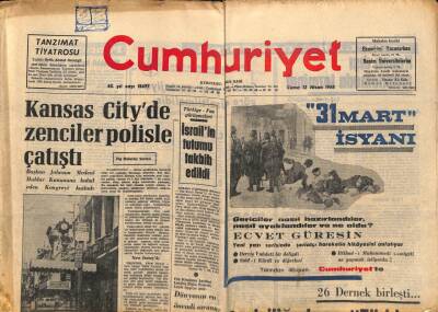 Cumhuriyet Gazetesi 12 Nisan 1968 - Kansas Cityde Zenciler Polisle Çatıştı GZ88408 - 1