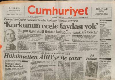 Cumhuriyet Gazetesi 12 Nisan 1987 - Özal - Tatlıses Ve Arabesk GZ60731 - 2