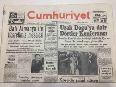 Cumhuriyet Gazetesi 12 Ocak 1951 - Uzak Doğu ya Dair Dörtler Konferansı GZ52654 - 1