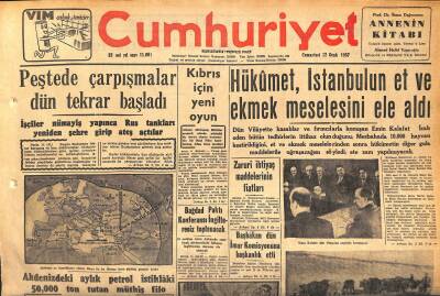 Cumhuriyet Gazetesi 12 Ocak 1957 - Edenin Siyasi Hayatı Sona Erdi - Peştede Çarpışmalar Dün Tekrar Başladı GZ120243 - 1