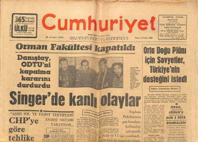 Cumhuriyet Gazetesi 12 Ocak 1969 - Orman Fakültesi Kapatıldı - Orta Doğu Planı İçin Sovyetler , Türkiyenin Desteğini İstedi GZ98214 - 1