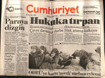 Cumhuriyet Gazetesi 12 Ocak 1990 - ODTÜye Karşı Ayetli Türban Eylemi GZ72495 - 2