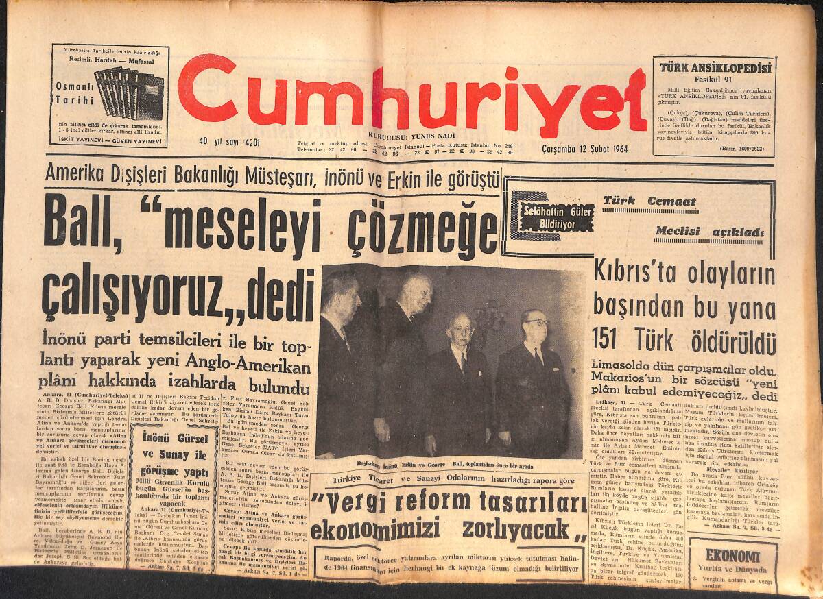 Cumhuriyet Gazetesi 12 Şubat 1964 - AP, CHP Dışındaki Diğer Partileri Toplantıya Çağırmadı - Avrupa Futbol Karması Bugün Tespit Ediliyor! GZ139942 - 1