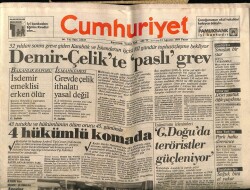 Cumhuriyet Gazetesi 13 Ağustos 1989 - Demir-Çelik te Paslı Grev GZ64429 - 1