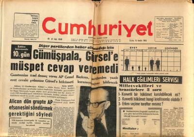 Cumhuriyet Gazetesi 13 Aralık 1963 - İnönü , Memleketin Geleceği İle İlgili Görüşünü Açıkladı GZ98192 - 1